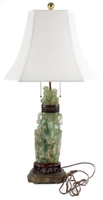 Large Antique Chinese Polished Fluorite Figural Lamp