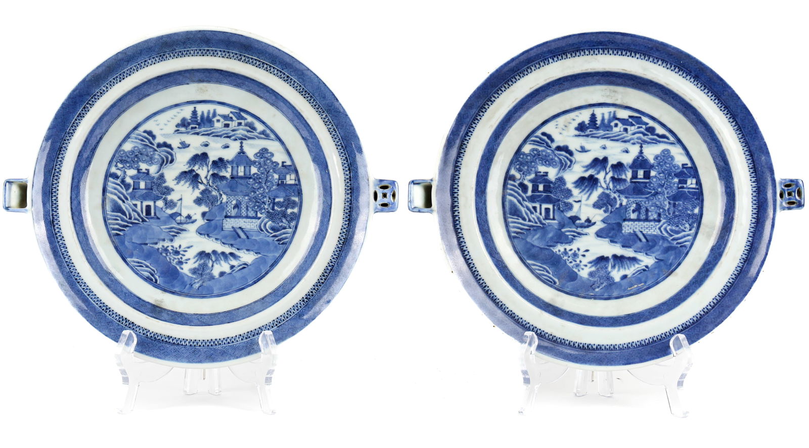 19th Century Chinese Export Porcelain Blue Canton Hot Water Dishes (1 of 9)