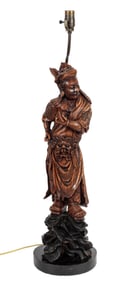 Chinese Boxwood Carved Figural Lamp