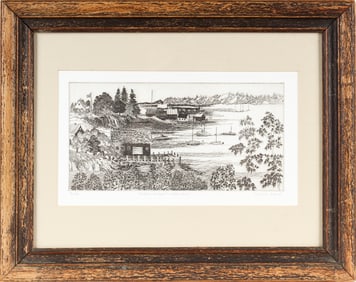 Christine Schmidt, Six Maritime Etchings, Maine, Beal's Wharf Etc.