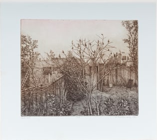 Gillian Pederson-Krag (American, B. 1938) Back Yard, Signed Etching