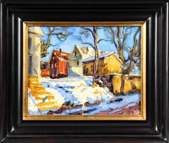 Vincent Crotty (Irish/American, Contemporary) On a Winter Walk, Oil on Panel Painting