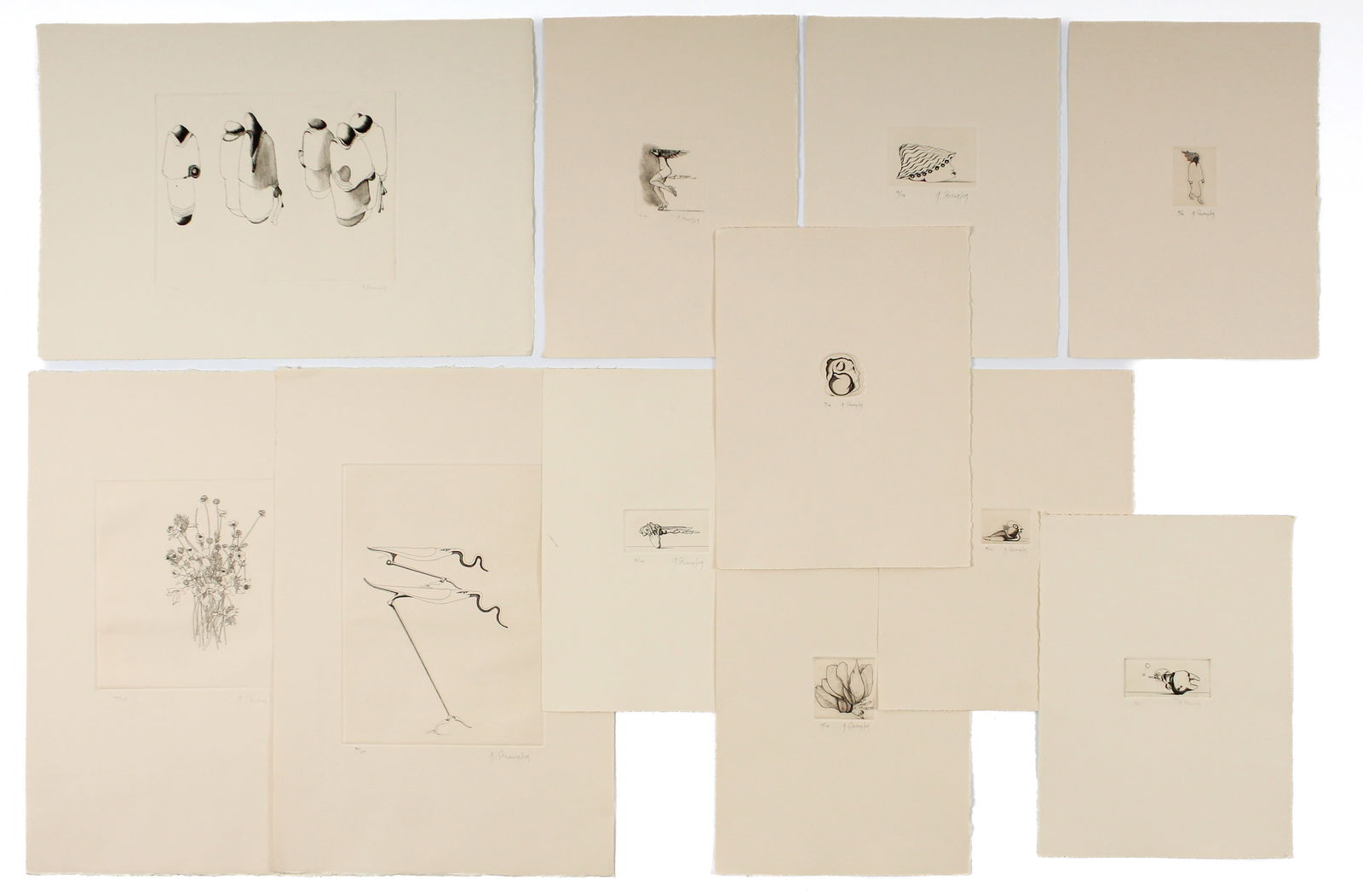 George Stuempfig (American, 20th C.) 11 Surreal Etchings (1 of 6)