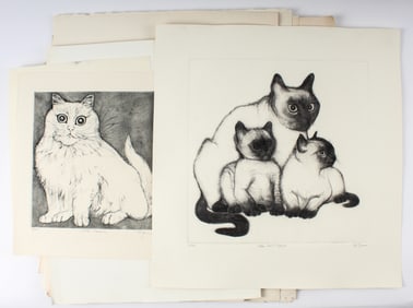Christine McGinnis (American, 1937-2019) 31 Signed Cat Etchings