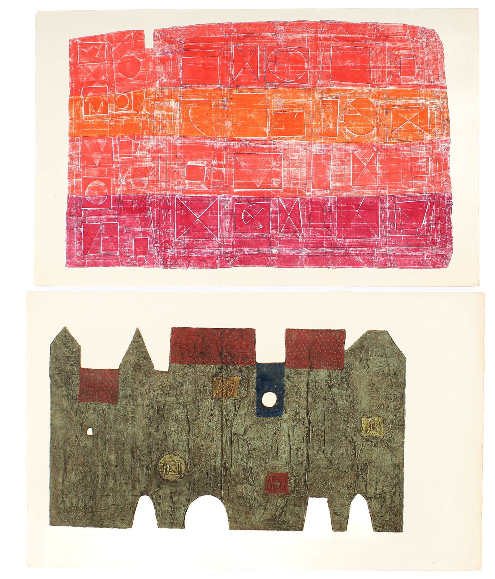 Margaret Kennard Johnson (American, 1918-2015) Two Mid Century Collagraphs (1 of 7)