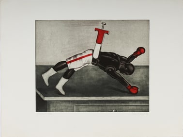 Peter Nagel (German, B. 1941) Untitled, Boxer in Vice Etching