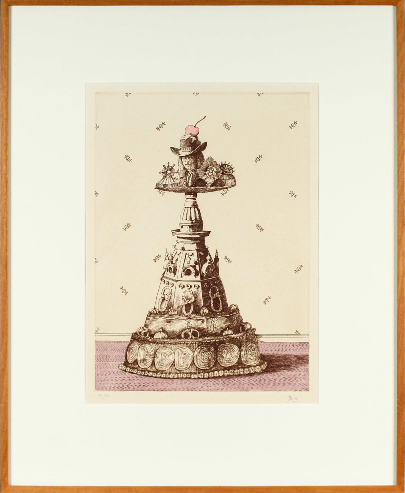 Peter Paone (American, B. 1936) Penn's Cake, Hand-Colored Etching (1 of 7)