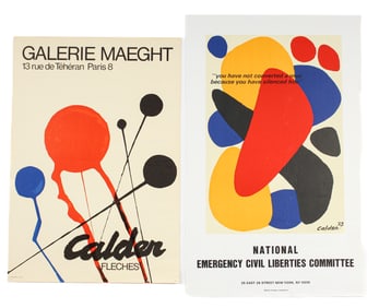 After Alexander Calder, Two Posters - 'Fleches' and the 'National Emergency Civil Liberties