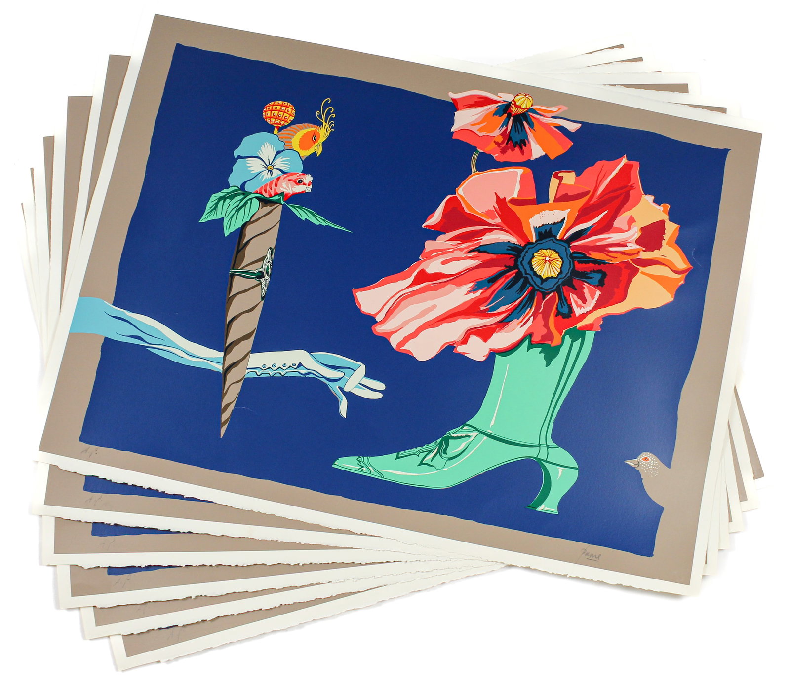 Peter Paone (American, B. 1936) Six Artist's Proof Serigraphs, Green Boot With Poppies (1 of 4)