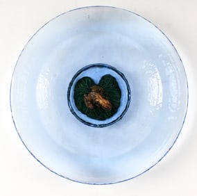 George Bucquet (American, B. 1954) Art Glass Frog & Lily Pad Bowl