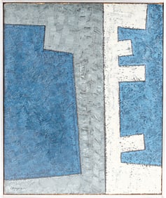 Jean Leppien (German/French, 1910 - 1991) Abstract Oil on Canvas Painting