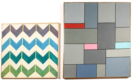 Two Large Contemporary Abstract Oil on Canvas Paintings