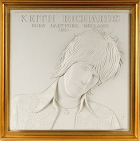 Andrew Wood (British, B. 1950) Keith Richards, Plaster Relief Sculpture