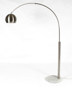 Vintage Chrome Arc Floor Lamp, Marble Base