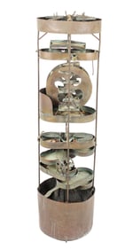Mid Century Copper Outoor Water Sculpture, Signed Rhodes