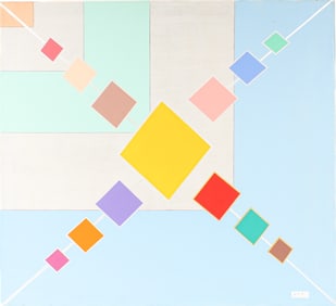 Mid Century Geometric Abstract Painting