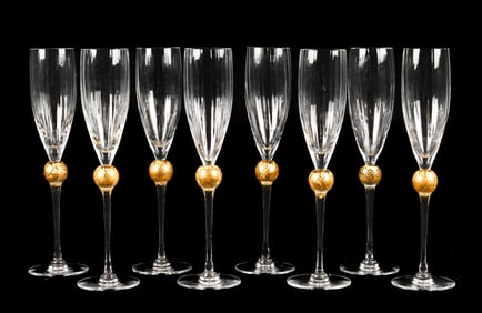 Eight Union Street Blown Glass Champagne Flutes
