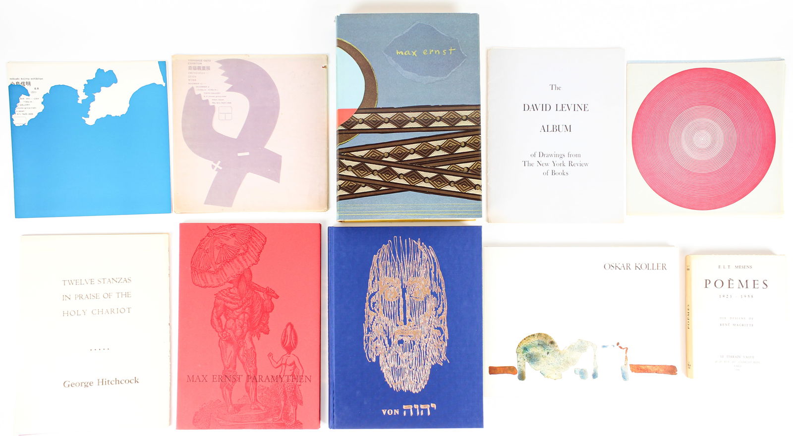 Modern Art Books & Exhibition Catalogs, Max Ernst, Rene Magritte, Tadasky: Description: To include: E.L.T. Mesens, "Poemes 1923-1958" with ten drawings by Rene Magritte, numbered 900 from the edition of 1050; "Max Ernst Paramythen" published by Galerie der Spiegel in 1964: N