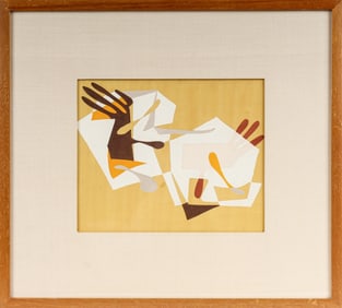 Esphyr Slobodkina (Russian/American, 1908-2002) Yellow Biomorphic, Gouache on Paper