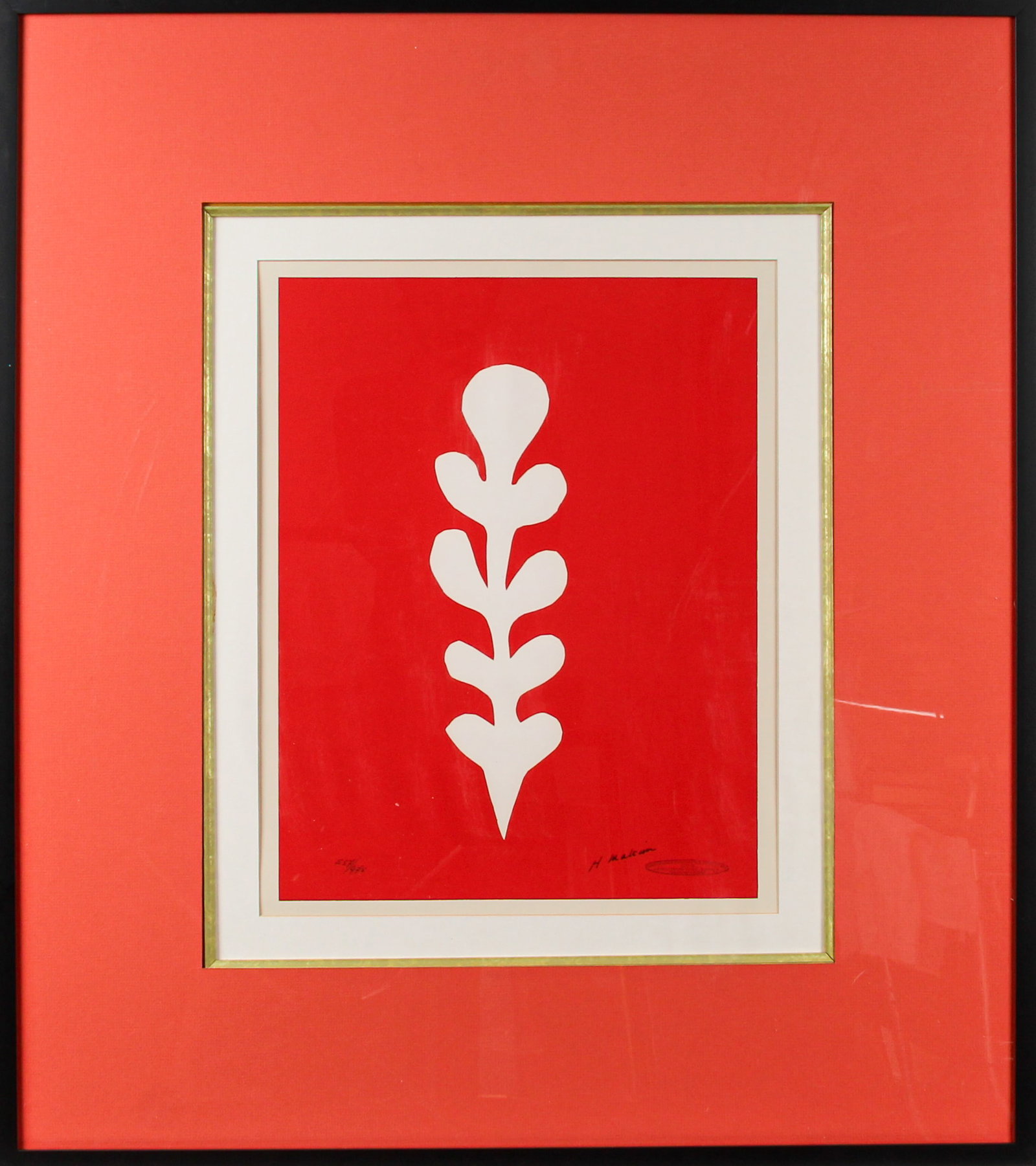 After Henri Matisse (French, 1864-1954) White Palm on Red, Serigraph on Paper (1 of 6)