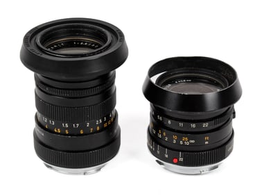 Leica / Leitz Wetzlar & Minolta Camera Lenses Incl. Tele-Elmarit 90mm, M-Rokkor 20mm
