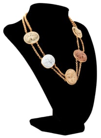 Victorian Lava Cameo & 14K Gold Chain Necklace