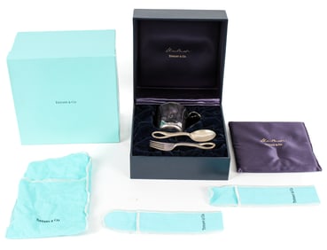 Elsa Peretti for Tiffany Padova Sterling Silver Child's Spoon, Fork, and Cup