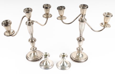 Sterling Weighted Candelabra, Etc.