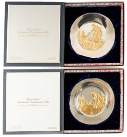Franklin Mint Sterling Silver & Gold Plated Bicentennial Plates
