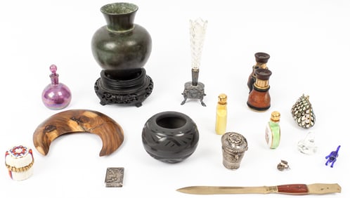 Miniature Items Incl. Swedish Guldsmedsaktiebolaget GAB Bronze Vase, Silver, Etc.