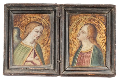 18th-19th Century Italian School, The Annunciation, Folding Diptych, Style of Gentile da Fabriano