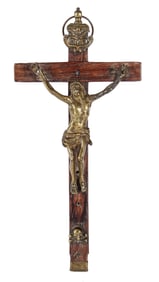 Antique Rosewood and Bronze Crucifix