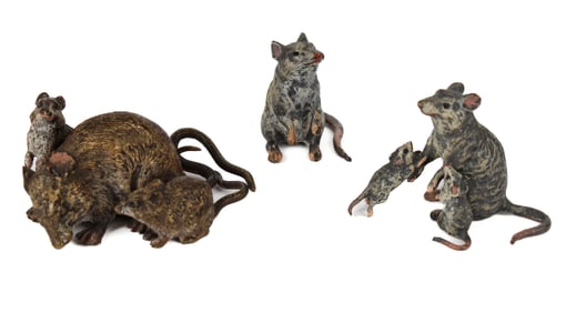 Group of Austrian Cold-Painted Bronze Miniature Mice