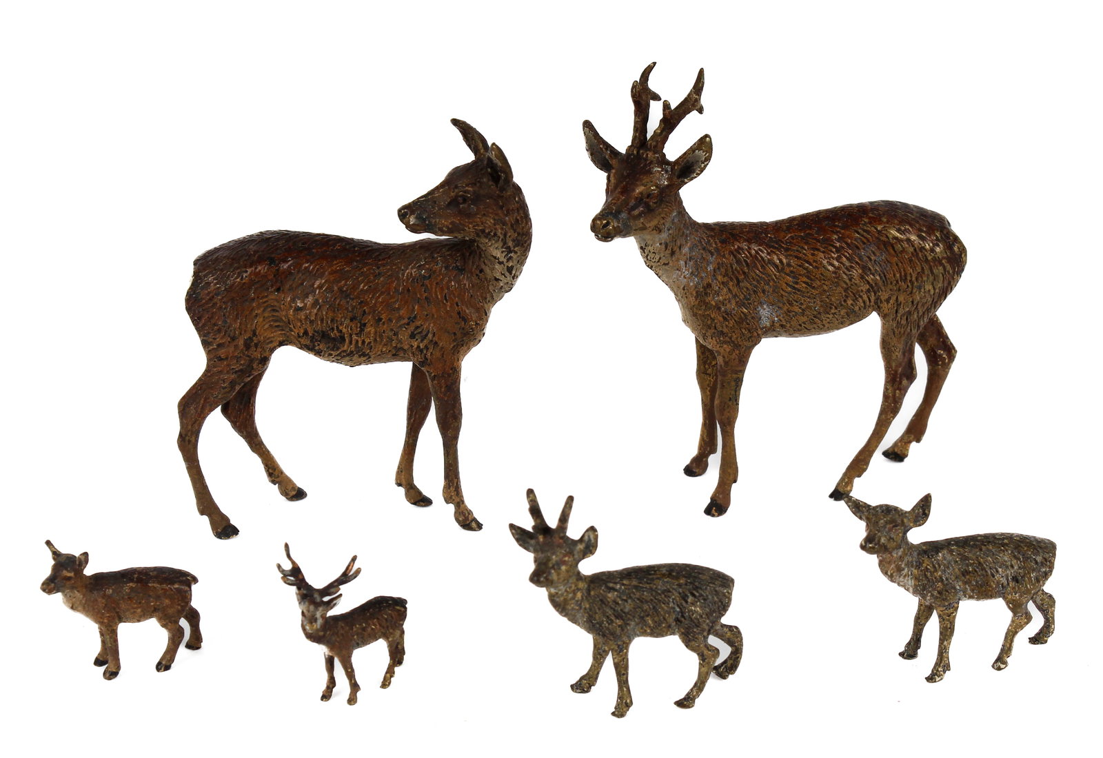 Three Pairs of Austrian Cold-Painted Miniature Bronze Doe and Stag Deer Figurines (1 of 5)
