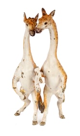 Austrian Cold-Painted Bronze Miniature of Two Rearing Giraffes