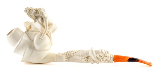 Large Carved Erotic Meerschaum Pipe