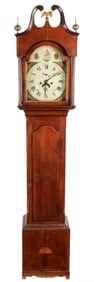 American Federal Mahogany Inlaid Tall Case Clock, Ship Dial, Early 19th Century
