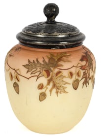Mt. Washington Burmese Glass Lidded Biscuit Jar