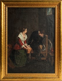 After Sarah Setchel (British, 1813-1894) American School, A Woman Consoling a Shackled Man in an