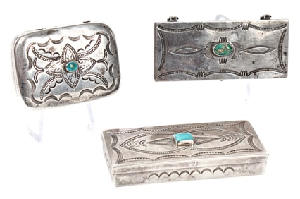 Navajo SIlver & Turquoise Pill Boxes