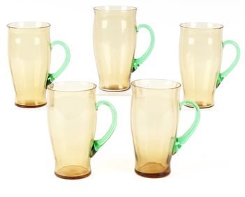 Carder Steuben Glass Amber Transparent Optic Tumblers