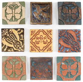 Mercer Moravian Geometric & Insect Patterned Art Tiles