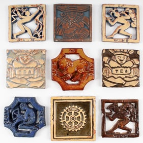 Mercer Moravian Pottery Human, Animal Art Tiles