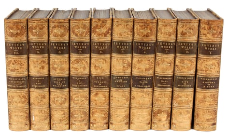 Washington Irving's Works, 1883, Ten Volumes, Leather Bound