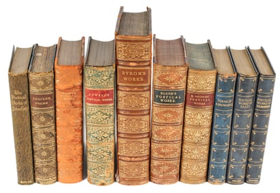 Leather Bound English Poetry Volumes