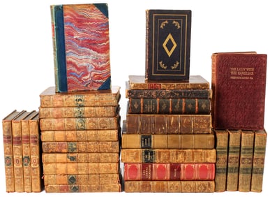 Antiquarian Leather Bound Book Collection, Many English Interest