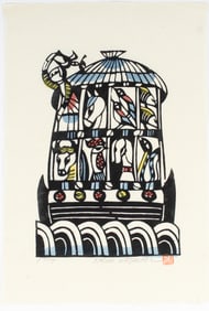Sadao Watanabe (Japanese, 1913-1996) Noah's Ark, Signed Stencil Print
