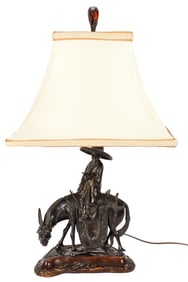 Edward Farmer, Chinese Cast Bronze Sculpture of a Scholar Riding Donkey, Lamp