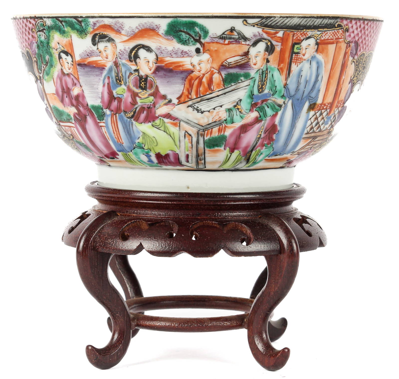 Chinese Export Famille Rose Mandarin Palette Porcelain Bowl