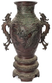 Large Japanese Meiji or Showa Period Bronze Vase